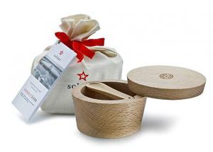 Salzfässchen aus Holz mit Deckel und Löffel